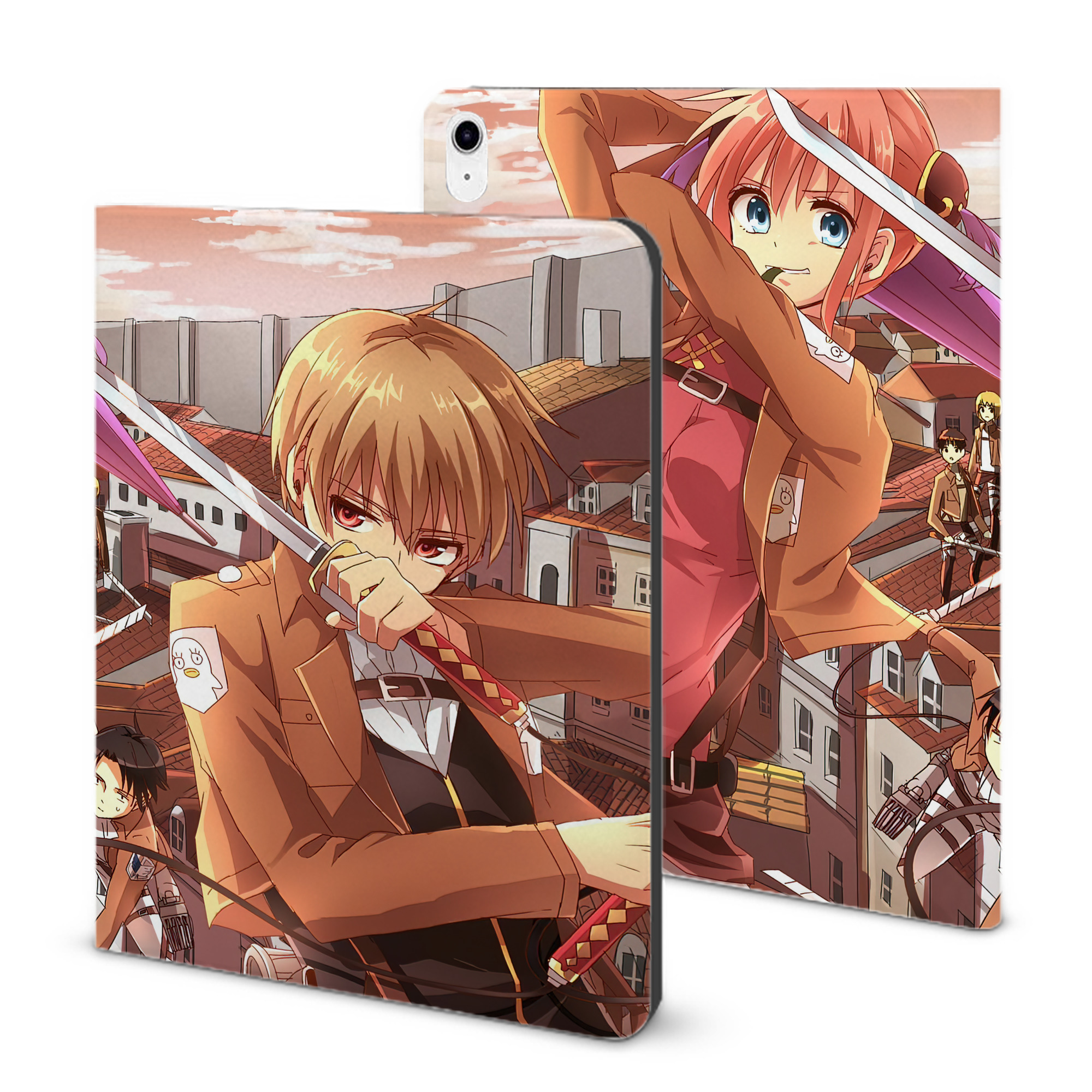 （画像用） 進撃の巨人 Attack on Titan IPad ケース ブック型 PUレザー TPU 耐衝撃 軽量 薄型 ペン収納なし 全面保護 IPad 各モデル対応